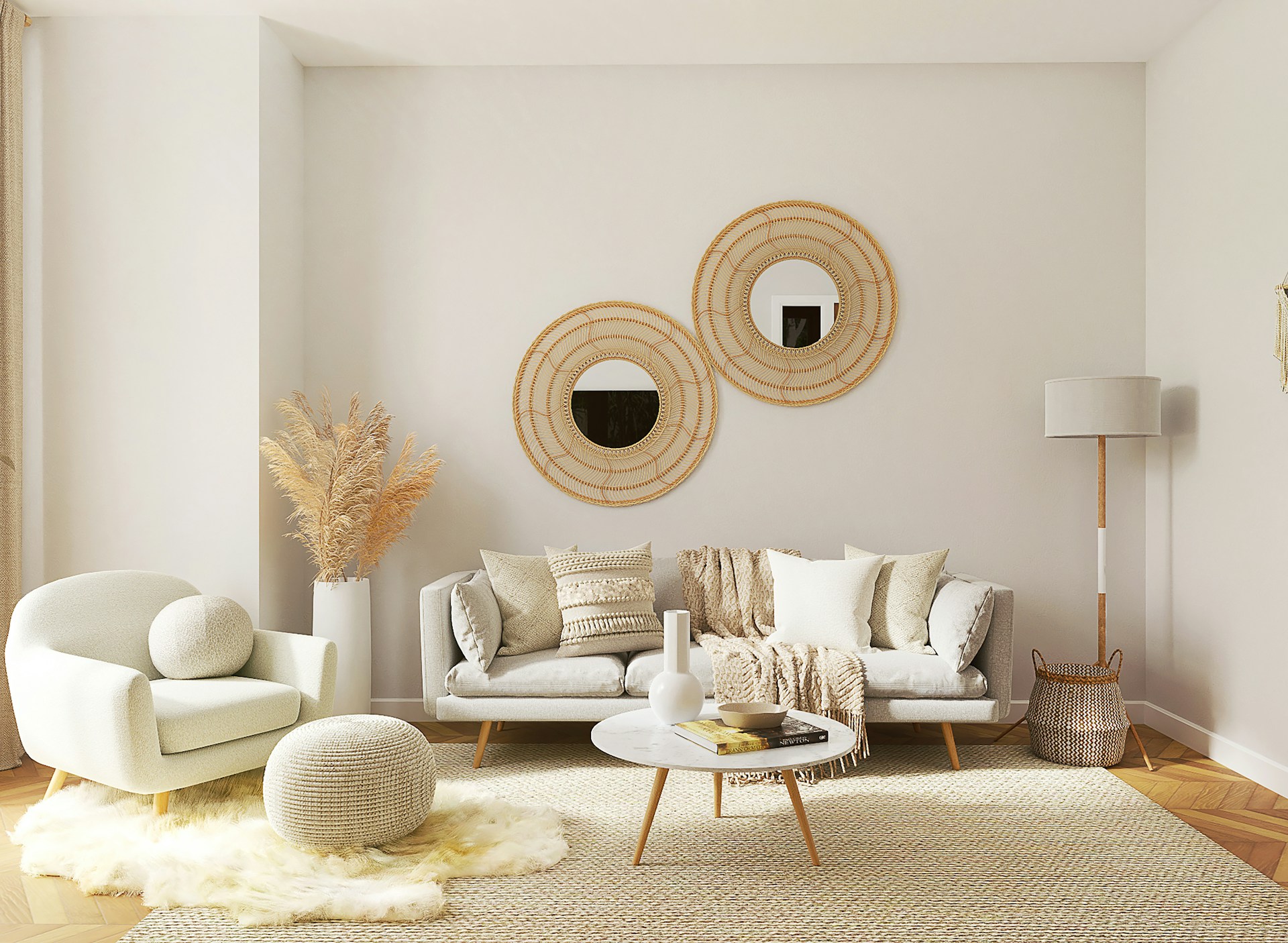 Living room scene to simulate Benjamin Moore Bewitched under natural light